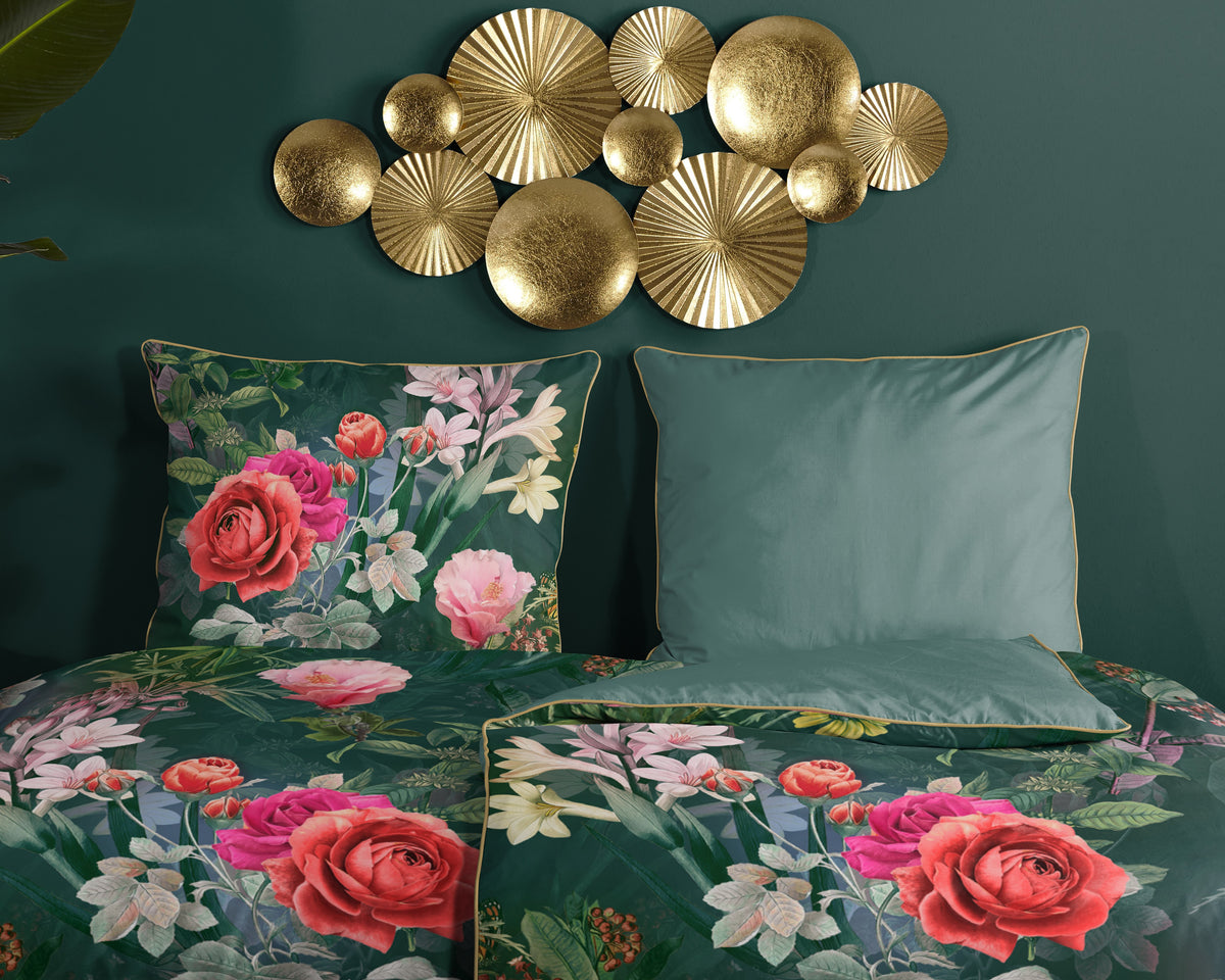 Descanso Satin Duvet Cover "Simone" - Grün - Rits