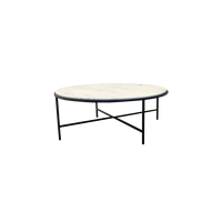 MARBELLOUS Couchtisch weißer Marmor rund Metall schwarz 100x100