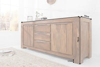 MAKASSAR Solid sideboard 175cm Sheesham chest of drawers rosewood