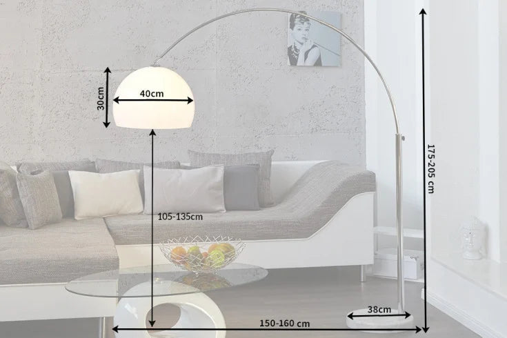 LOUNGE DEAL Extendable Arc Lamp 175-205cm Marble Base Floor Lamp