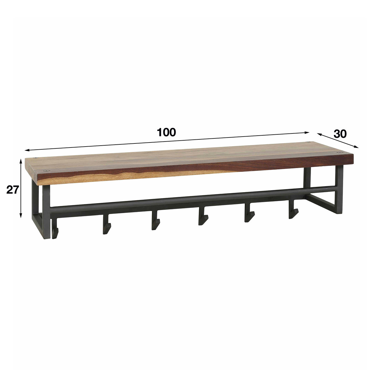Garderobe Daytona Hutablage 6 Haken / Massiv Saja