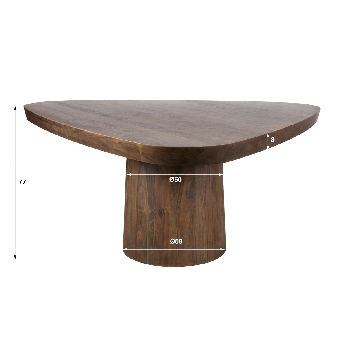 Arcadia Triangle Esstisch 165 cm Massivholz Akazie Braun – Design Esstisch mit Mittelfuß