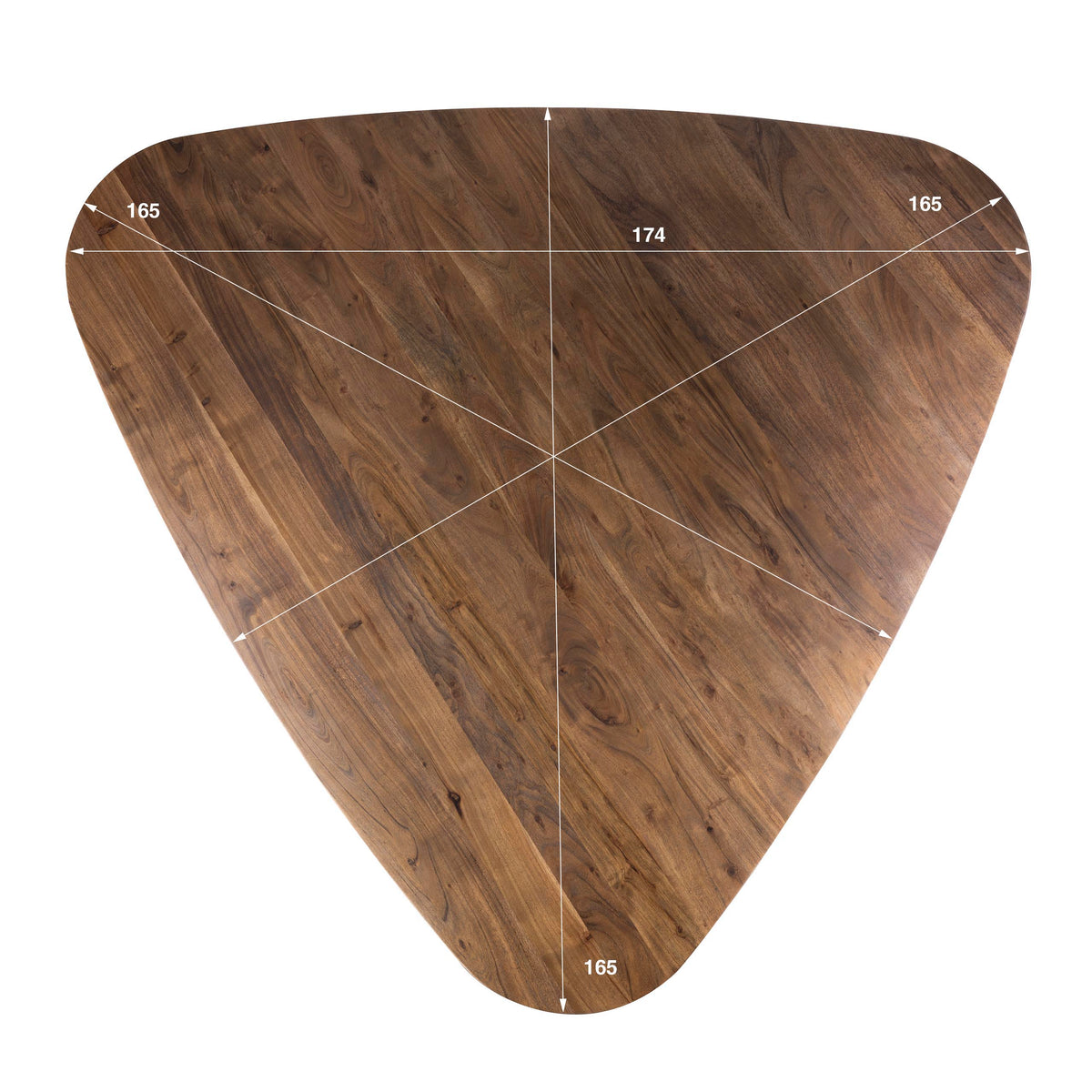 Arcadia Triangle Esstisch 165 cm Massivholz Akazie Braun – Design Esstisch mit Mittelfuß