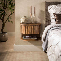 Nachttisch Ridge shelve schwebend 1 Schublade / Massiv Mango sand