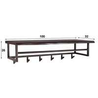 Garderobe Yucon Hutablage 6 Haken / Massive Akazie schwarz