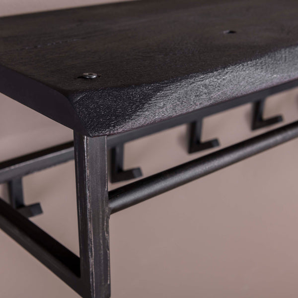 Garderobe Yucon Hutablage 6 Haken / Massive Akazie schwarz
