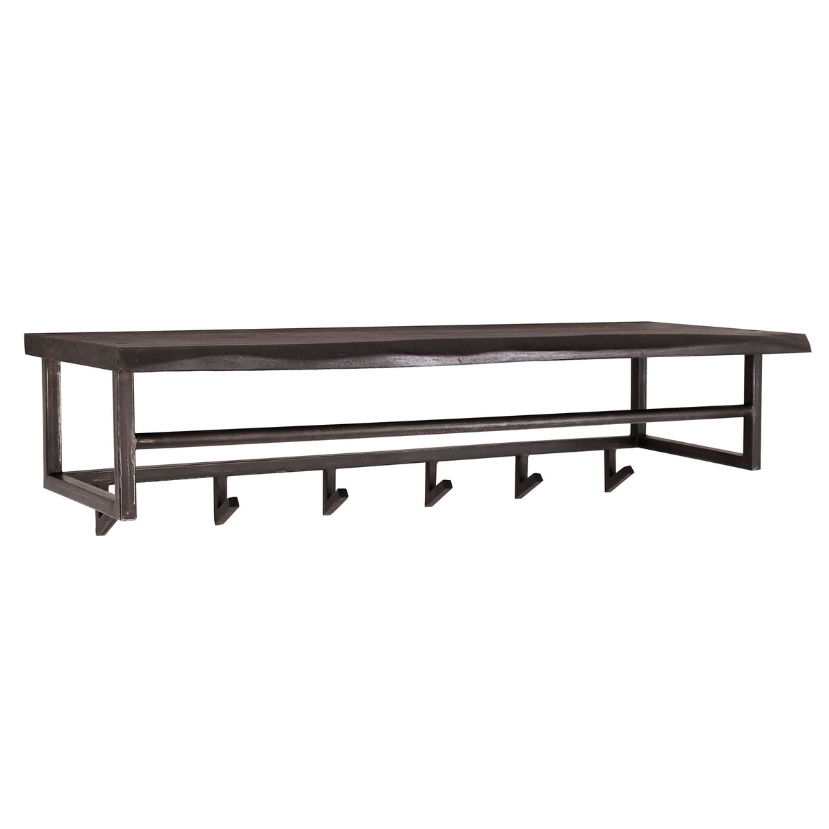 Garderobe Yucon Hutablage 6 Haken / Massive Akazie schwarz