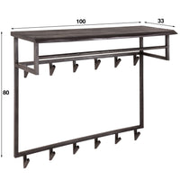 YUCON Garderobe hoch mit Hutablage 100 cm lang – Massive Akazie schwarz