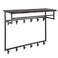 YUCON Garderobe hoch mit Hutablage 100 cm lang – Massive Akazie schwarz