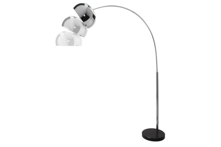 LOUNGE DEAL Ausziehbare Bogenlampe 170-210cm chrom gebürstet Marmorfuß Stehlampe