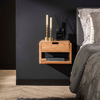 Nachttisch Holzgestehl schwebend 1 Schublade / Massiv Akazie