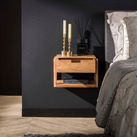 Nachttisch Holzgestehl schwebend 1 Schublade / Massiv Akazie