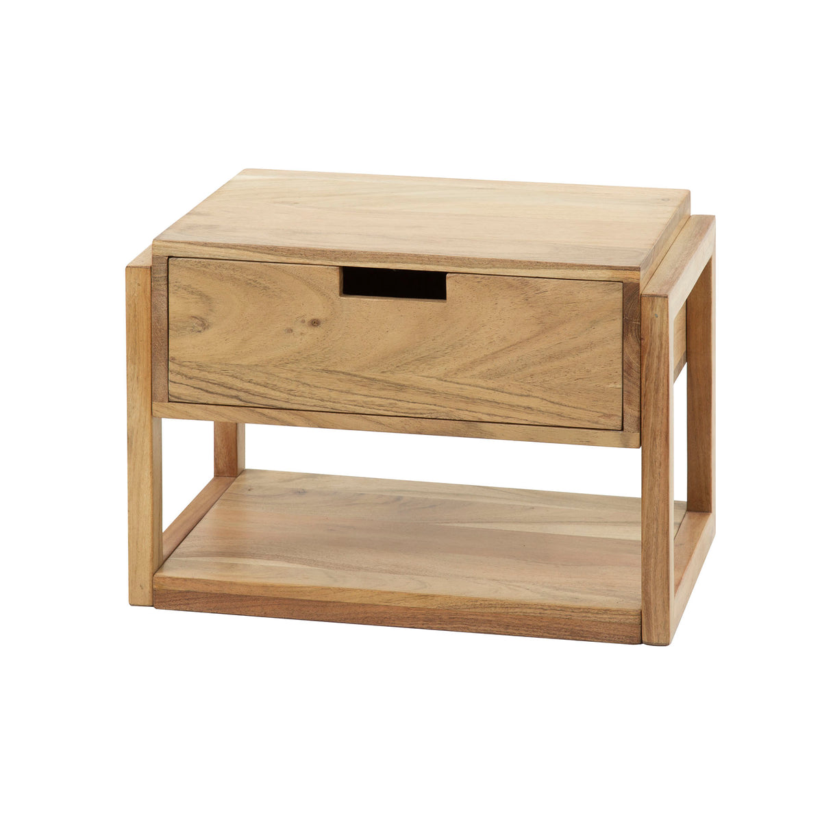 Nachttisch Holzgestehl schwebend 1 Schublade / Massiv Akazie