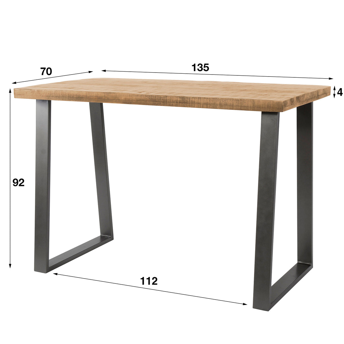 DURA STEEL Industrial console table 100cm black with two shelves
