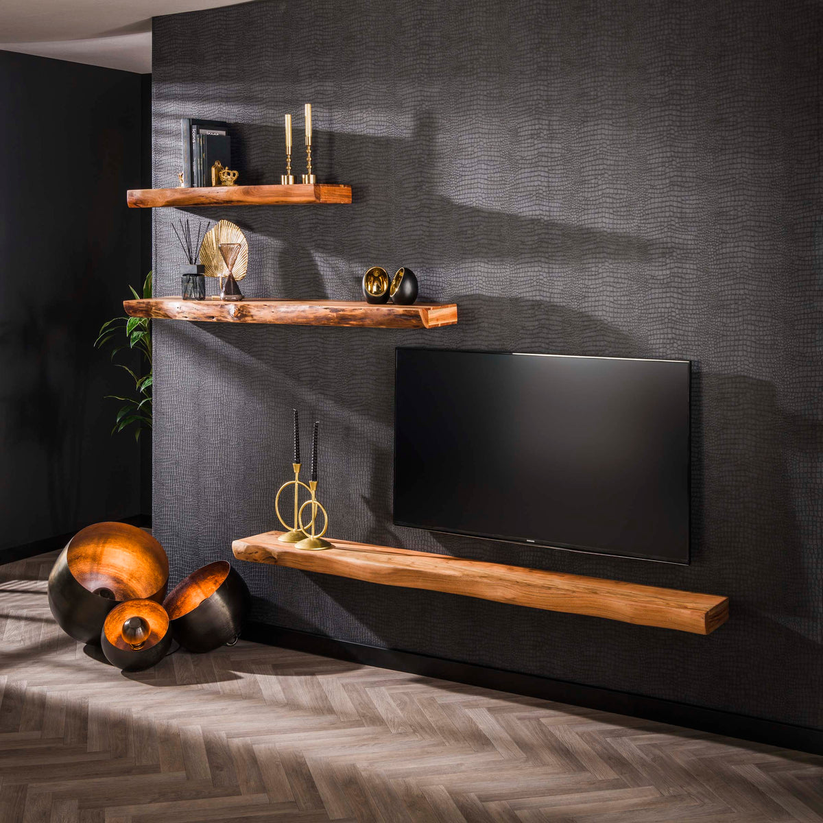 SNAKE Design shelf 165cm oak look bookcase with five shelves