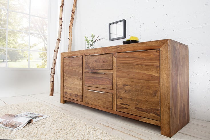 PURE Solid sideboard 135cm Sheesham stone finish rosewood