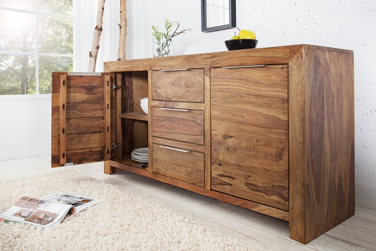 PURE Solid sideboard 135cm Sheesham stone finish rosewood