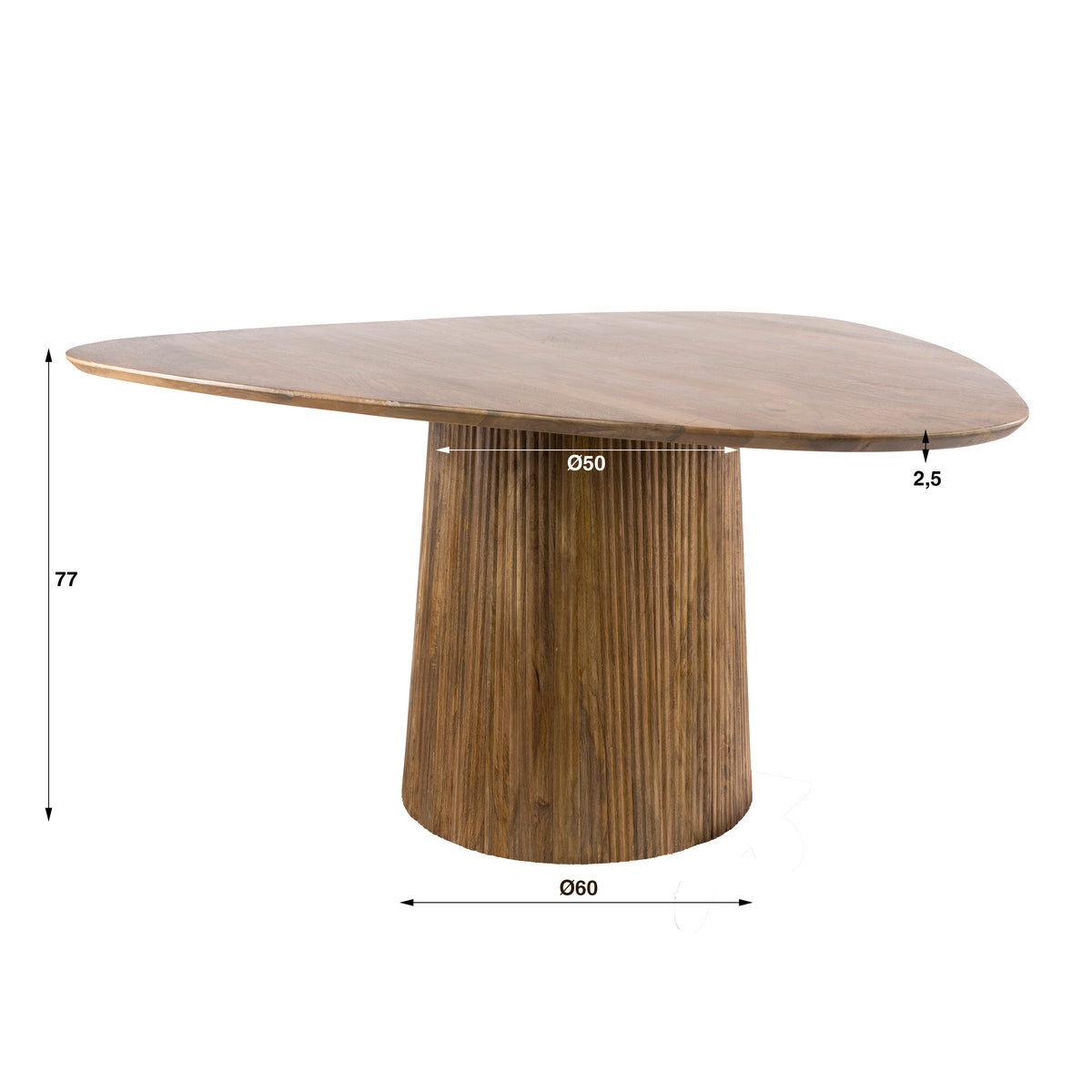 WAVE CENTRO Esstisch dreieckig 150cm / Massiv Mango sand