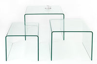 FANTOME Design 3er Set Glas Couchtisch 60cm Beistelltische transparent