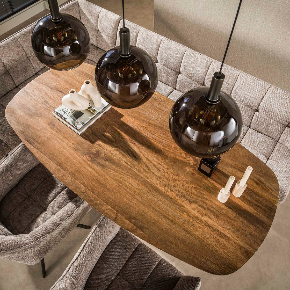 WAVE Centro Esstisch dänisch oval 180cm / Massiv Mango sand