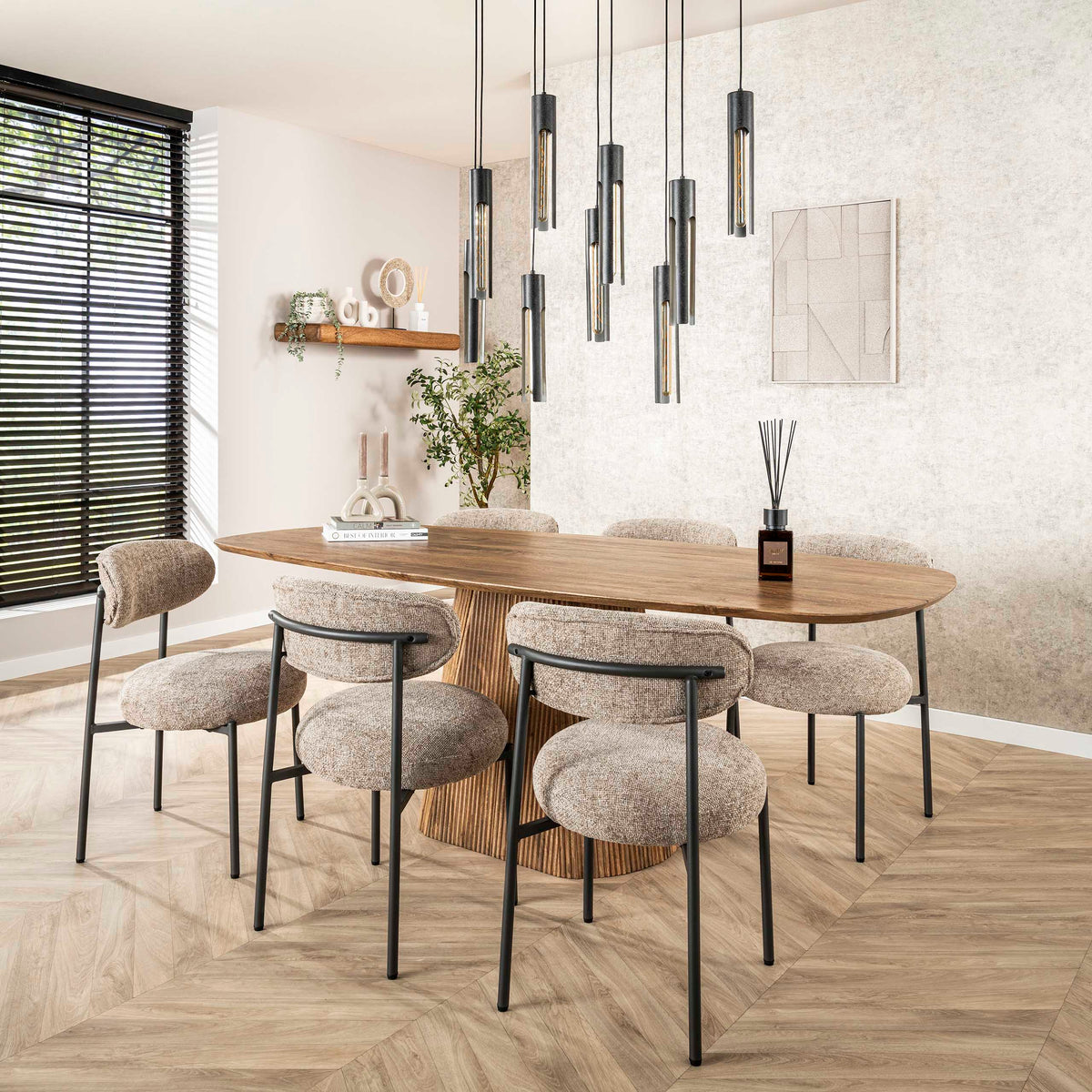 WAVE Centro Esstisch dänisch oval 215cm / Massiv Mango sand