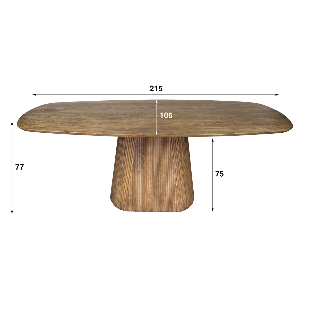 WAVE Centro Esstisch dänisch oval 215cm / Massiv Mango sand