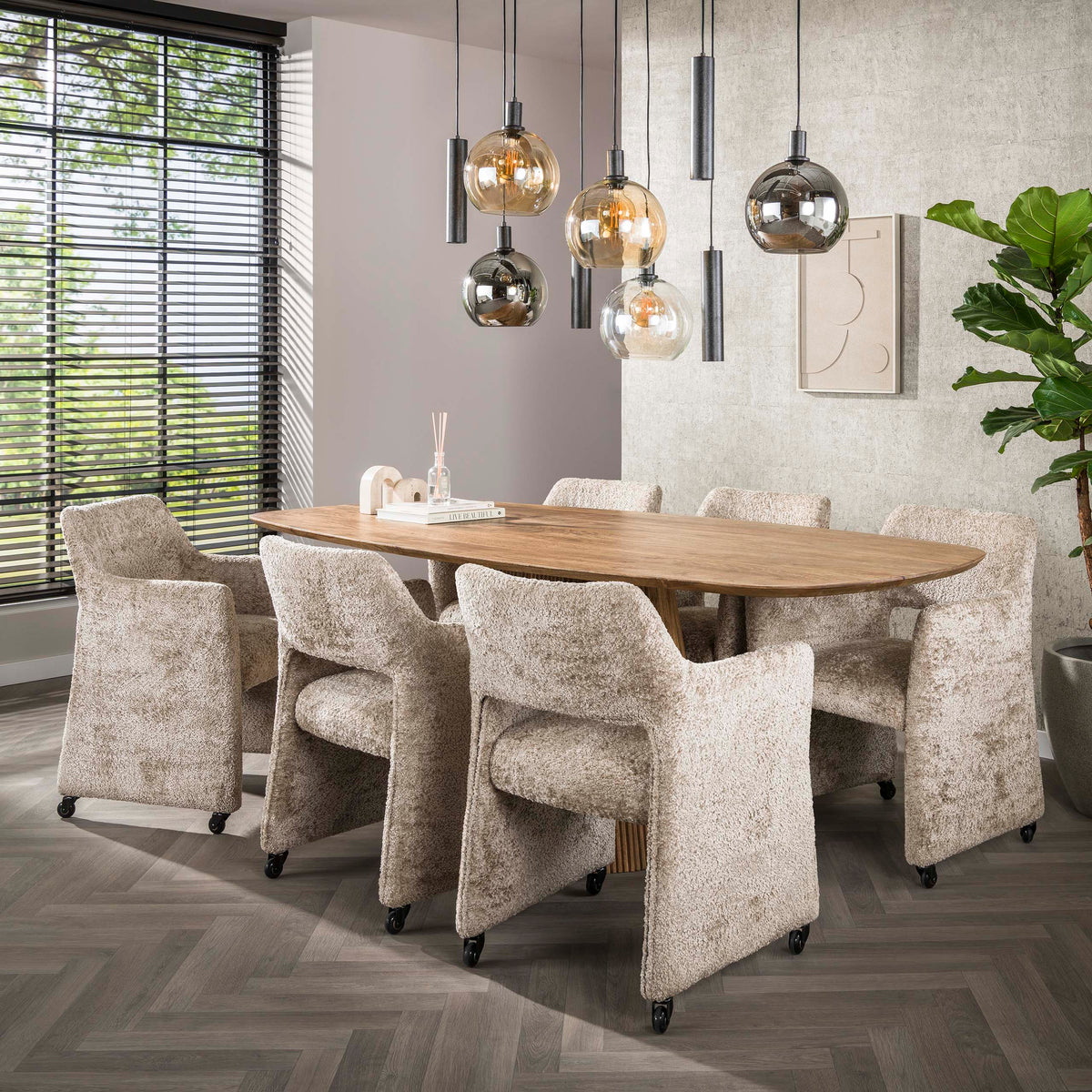 WAVE Centro Esstisch dänisch oval 215cm / Massiv Mango sand