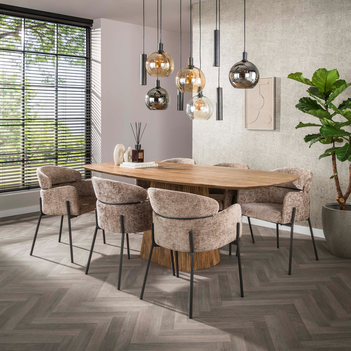 WAVE Centro Esstisch dänisch oval 215cm / Massiv Mango sand
