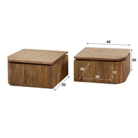 WAVE Nachttisch Set aus 2 Tischen / Massiv Mango sand schwebend