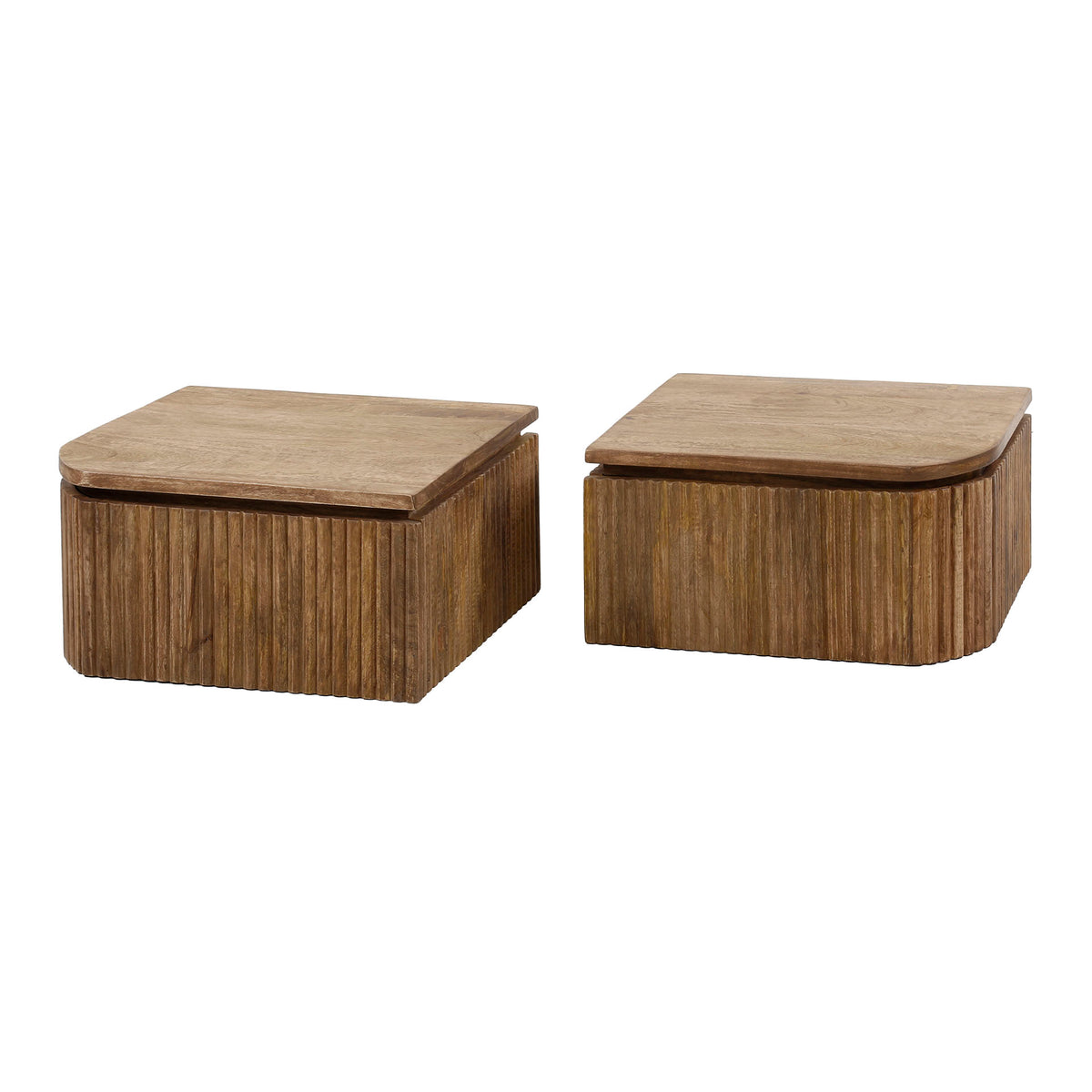WAVE Nachttisch Set aus 2 Tischen / Massiv Mango sand schwebend