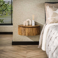 WAVE Nachttisch rund schwebend 1 Schublade / Massiv Mango sand