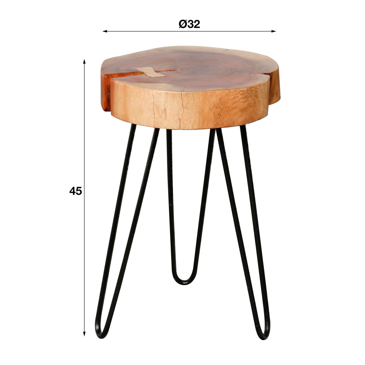 Beistelltisch Trunk Ø32cm 2-er Pack / Massiv Akazie