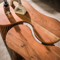 FUSE 2er Set Couchtisch 80+65 cm Akazienholz massiv