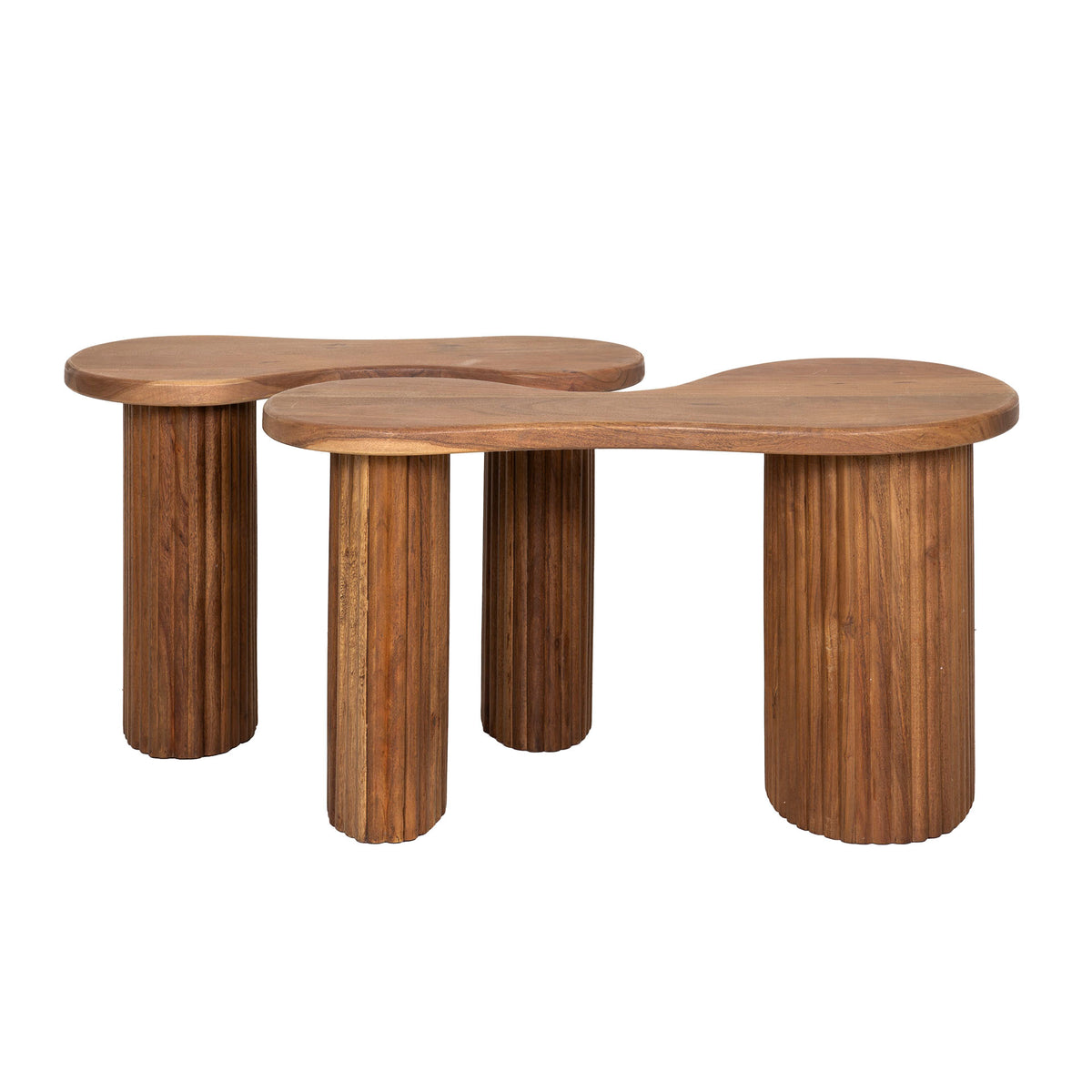 FUSE 2er Set Couchtisch 80+65 cm Akazienholz massiv