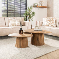 WAVE 2er Set Couchtisch 93+76cm dreieckig Mangoholz massiv