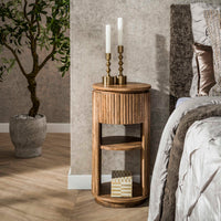 WAVE Beistelltisch 60cm hoch rund 1 Schublade Mangoholz massiv