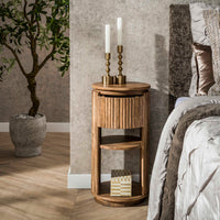 WAVE Beistelltisch 60cm hoch rund 1 Schublade Mangoholz massiv