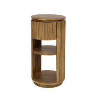WAVE Beistelltisch 60cm hoch rund 1 Schublade Mangoholz massiv