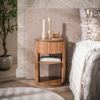 Nachttisch Wave rund 1 Schublade / Massiv Mango sand
