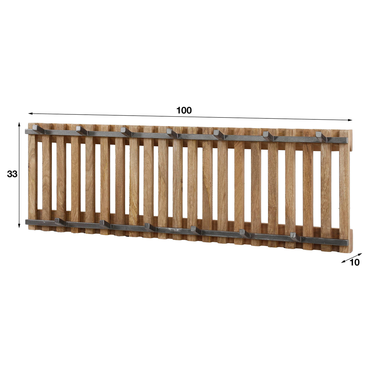 TWEAK Wandgarderobe Garderobe  100 cm 7+6 Haken / Massiv Mango sand