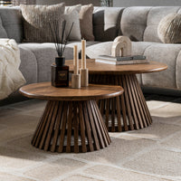 TWEAK CONE 2er Set Couchtisch 80+60cm rund Mangoholz massiv