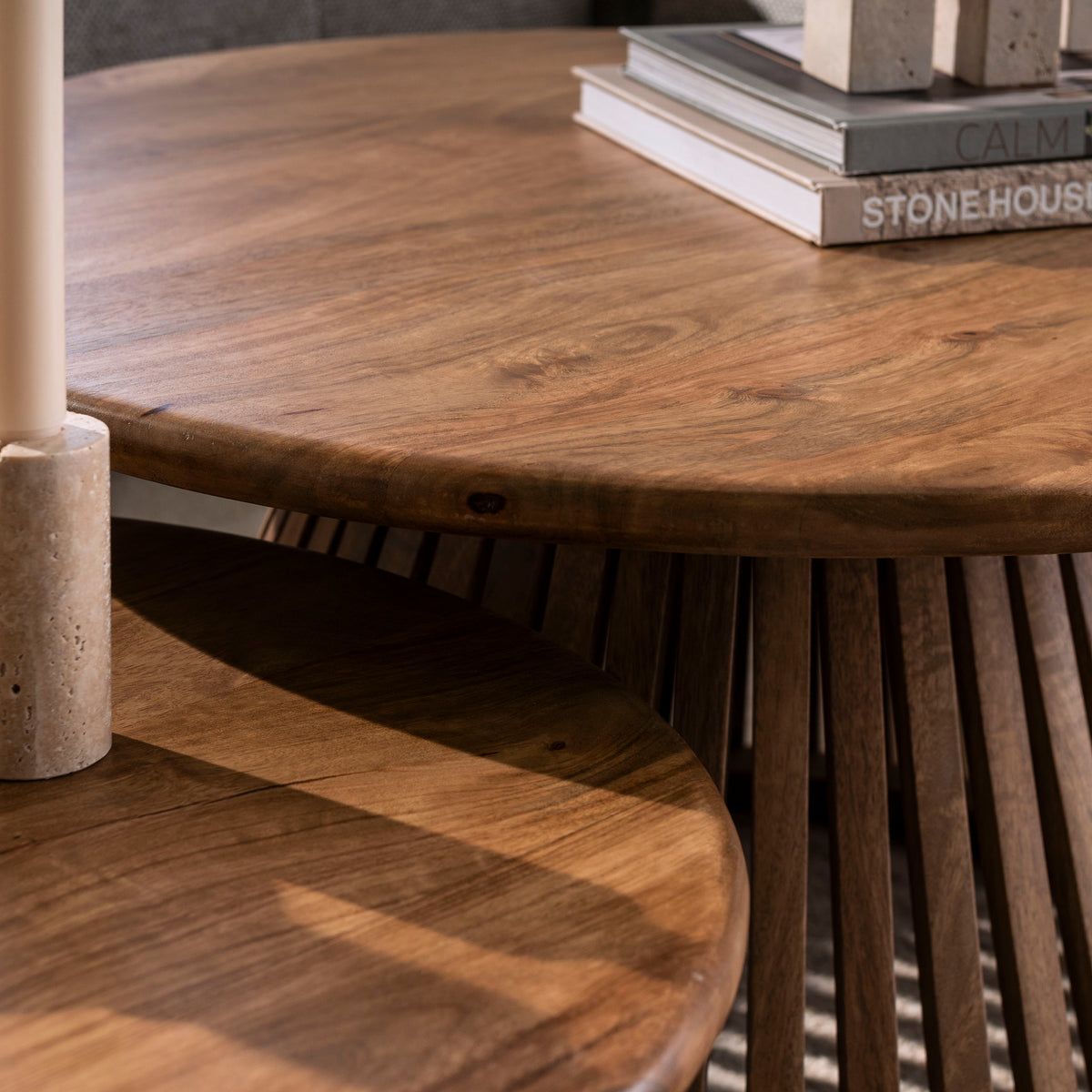 TWEAK CONE 2er Set Couchtisch 80+60cm rund Mangoholz massiv