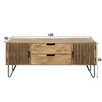 TWEAK TV-Möbel 2 Türen + 2 Schubladen / Massiv Mango sand Metallfüße schwarz