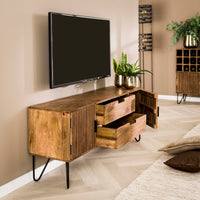 TWEAK TV-Möbel 2 Türen + 2 Schubladen / Massiv Mango sand Metallfüße schwarz