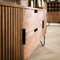 TWEAK TV-Möbel 2 Türen + 2 Schubladen / Massiv Mango sand Metallfüße schwarz