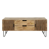 TWEAK TV-Möbel 2 Türen + 2 Schubladen / Massiv Mango sand Metallfüße schwarz