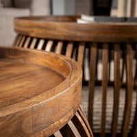 TWEAK CURVE 2er Set Couchtisch 78+55 cm rund Mangoholz massiv