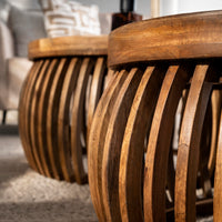 TWEAK CURVE 2er Set Couchtisch 78+55 cm rund Mangoholz massiv