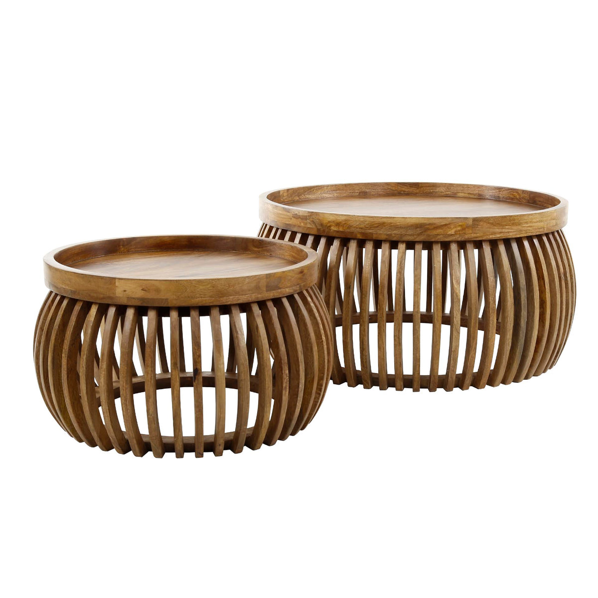 TWEAK CURVE 2er Set Couchtisch 78+55 cm rund Mangoholz massiv – Sitheim