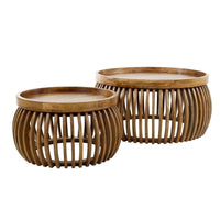 TWEAK CURVE 2er Set Couchtisch 78+55 cm rund Mangoholz massiv